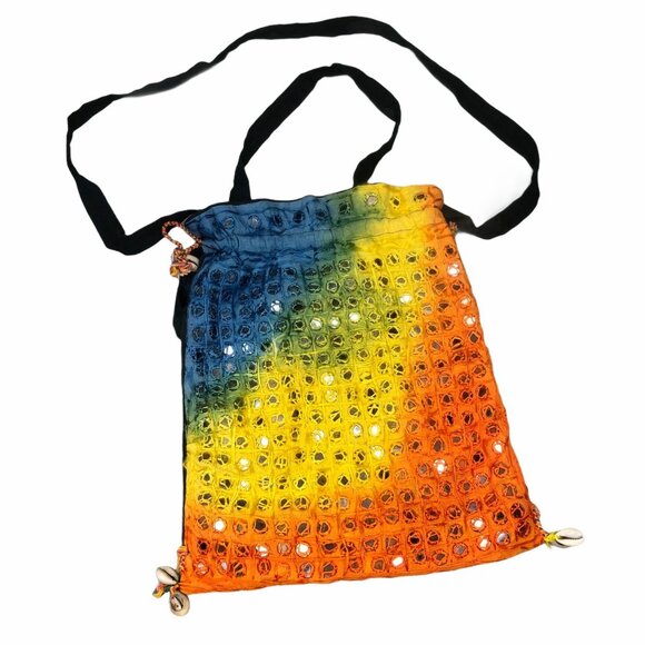 Handbag Bohemian Boho Bag Blue Green Yellow Orange Cross Shoulder Hippie Shells - Picture 1 of 7